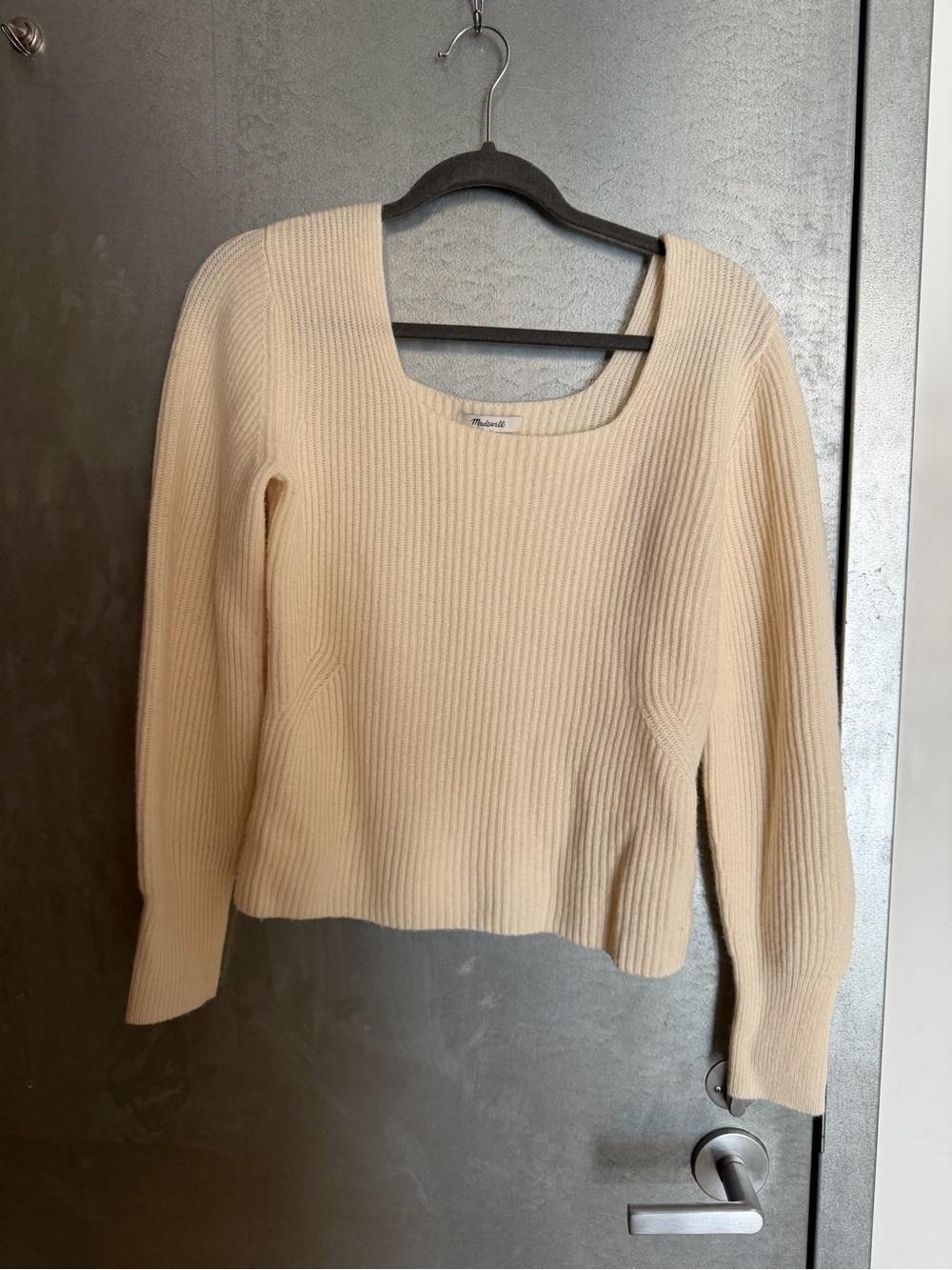 Madewell Cream Ribbed Scoop-Neck Sweater